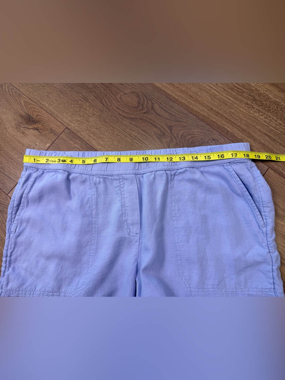 Pure Jill Periwinkle Blue Linen Blend Wide Leg Crop Pants Pull On Size Large - Picture 8 of 10